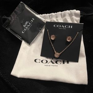 Coach Rose Gold earring and necklace set